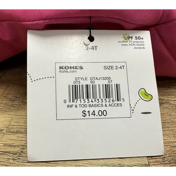 Jumping Beans girl size 2T-4T pink chin strap hat UPF 50 UV Protection - Picture 6 of 9